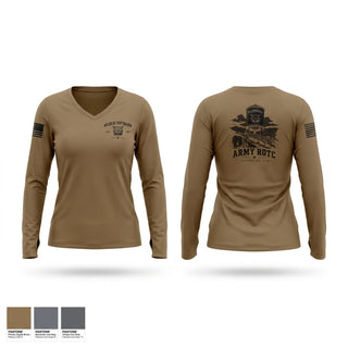 Womens Long Sleeve Vneck Shirt, WILDCAT BATTALION, Army, Teamtime, Team time, sublimation, custom sports apparel, team uniforms, spirit wear, spiritwear, sports uniforms, custom shirts, team store, custom team store, fundraiser sports, apparel fundraiser