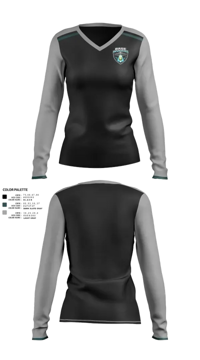Base Invaders 47539290 Women's Long Sleeve V-neck Shirt - 21
