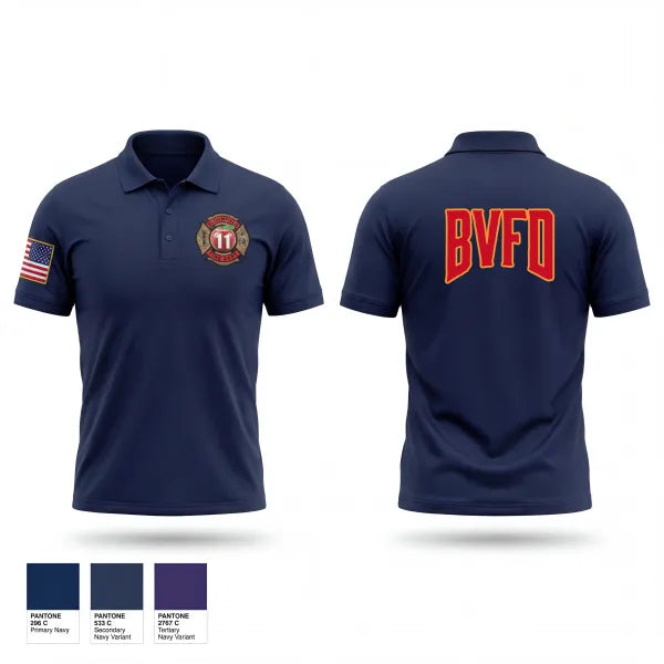 Short Sleeve Performance Polo, Bloomfield Volunteer Fire Department, Fire Department, Teamtime, Team time, sublimation, custom sports apparel, team uniforms, spirit wear, spiritwear, sports uniforms, custom shirts, team store, custom team store, fundraiser sports, apparel fundraiser