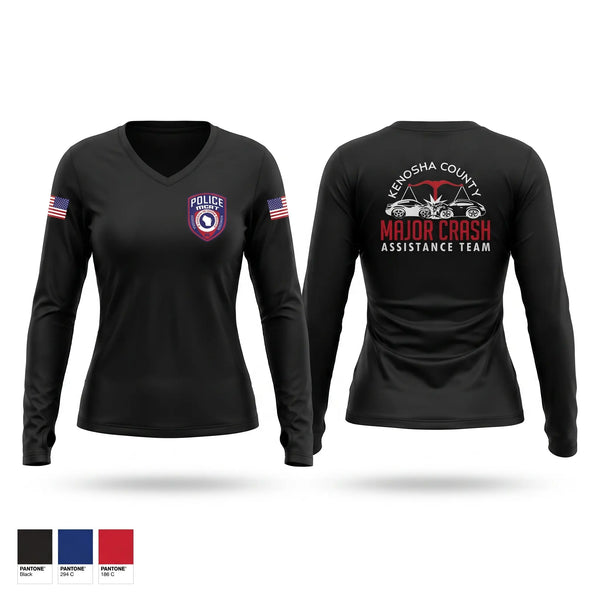 Womens Long Sleeve Vneck Shirt, Kenosha Major Crash Assistance Team, Police, Teamtime, Team time, sublimation, custom sports apparel, team uniforms, spirit wear, spiritwear, sports uniforms, custom shirts, team store, custom team store, fundraiser sports, apparel fundraiser