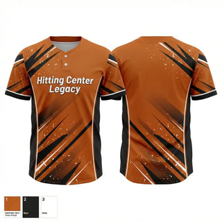 Two Button Softball Jersey, Hitting Center Legacy, Softball, Teamtime, Team time, sublimation, custom sports apparel, team uniforms, spirit wear, spiritwear, sports uniforms, custom shirts, team store, custom team store, fundraiser sports, apparel fundraiser