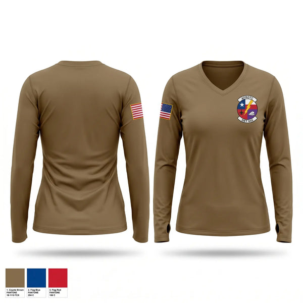Womens Long Sleeve Vneck Shirt, Detachment 845, Air Force, Teamtime, Team time, sublimation, custom sports apparel, team uniforms, spirit wear, spiritwear, sports uniforms, custom shirts, team store, custom team store, fundraiser sports, apparel fundraiser