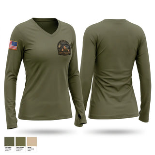 Womens Long Sleeve Vneck Shirt, 19th, Army, Teamtime, Team time, sublimation, custom sports apparel, team uniforms, spirit wear, spiritwear, sports uniforms, custom shirts, team store, custom team store, fundraiser sports, apparel fundraiser
