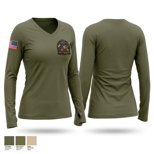 Womens Long Sleeve Vneck Shirt, 19th, Army, Teamtime, Team time, sublimation, custom sports apparel, team uniforms, spirit wear, spiritwear, sports uniforms, custom shirts, team store, custom team store, fundraiser sports, apparel fundraiser