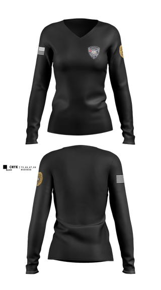 Womens Long Sleeve Vneck Shirt, Aynor Police Department, Police, Teamtime, Team time, sublimation, custom sports apparel, team uniforms, spirit wear, spiritwear, sports uniforms, custom shirts, team store, custom team store, fundraiser sports, apparel fundraiser
