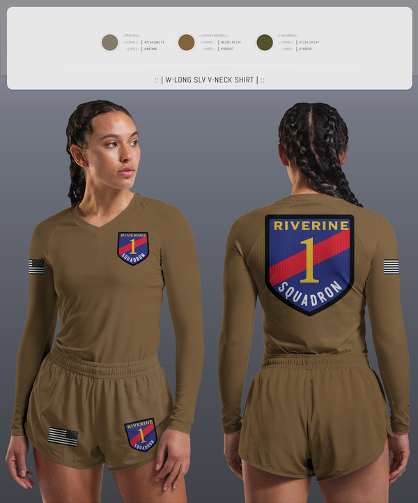 Womens Long Sleeve Vneck Shirt, Riverine Squadron One, , Teamtime, Team time, sublimation, custom sports apparel, team uniforms, spirit wear, spiritwear, sports uniforms, custom shirts, team store, custom team store, fundraiser sports, apparel fundraiser