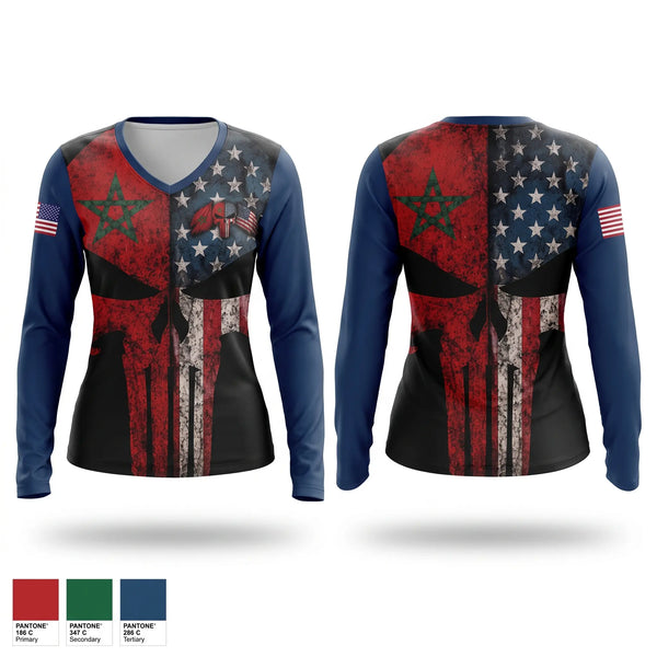 Womens Long Sleeve Vneck Shirt, U.S.A.R MARSHEL, Police, Teamtime, Team time, sublimation, custom sports apparel, team uniforms, spirit wear, spiritwear, sports uniforms, custom shirts, team store, custom team store, fundraiser sports, apparel fundraiser