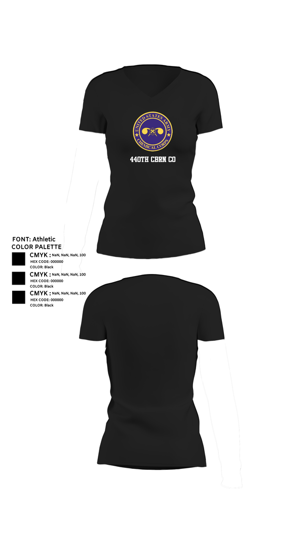 Womens Short Sleeve Vneck Shirt, 440th CBRN CO, , Teamtime, Team time, sublimation, custom sports apparel, team uniforms, spirit wear, spiritwear, sports uniforms, custom shirts, team store, custom team store, fundraiser sports, apparel fundraiser