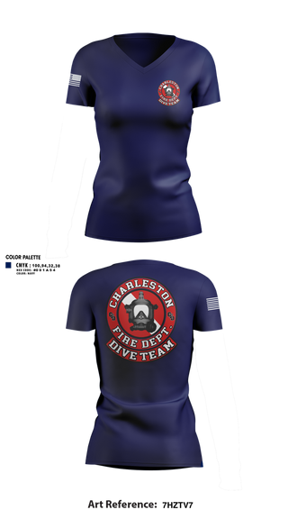 Womens Short Sleeve Vneck Shirt, Charleston Fire Dept Dive Team, Fire Department, Teamtime, Team time, sublimation, custom sports apparel, team uniforms, spirit wear, spiritwear, sports uniforms, custom shirts, team store, custom team store, fundraiser sports, apparel fundraiser
