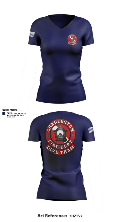 Charleston Fire Dept Dive Team 94862858 Women's Short Sleeve V-neck Shirt - 4