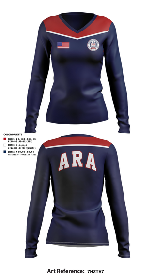 Womens Long Sleeve Vneck Shirt, American Renaissance Academy, Swimming, Teamtime, Team time, sublimation, custom sports apparel, team uniforms, spirit wear, spiritwear, sports uniforms, custom shirts, team store, custom team store, fundraiser sports, apparel fundraiser