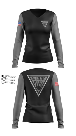 Womens Long Sleeve Vneck Shirt, Paulsboro Police Department, Police, Teamtime, Team time, sublimation, custom sports apparel, team uniforms, spirit wear, spiritwear, sports uniforms, custom shirts, team store, custom team store, fundraiser sports, apparel fundraiser