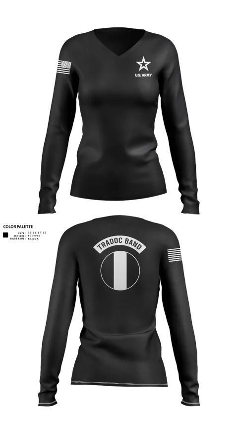 Womens Long Sleeve Vneck Shirt, TRADOC Band, , Teamtime, Team time, sublimation, custom sports apparel, team uniforms, spirit wear, spiritwear, sports uniforms, custom shirts, team store, custom team store, fundraiser sports, apparel fundraiser