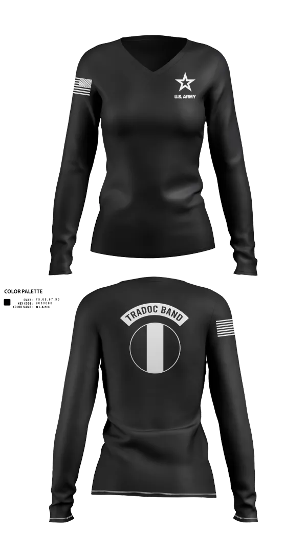 Womens Long Sleeve Vneck Shirt, TRADOC Band, , Teamtime, Team time, sublimation, custom sports apparel, team uniforms, spirit wear, spiritwear, sports uniforms, custom shirts, team store, custom team store, fundraiser sports, apparel fundraiser