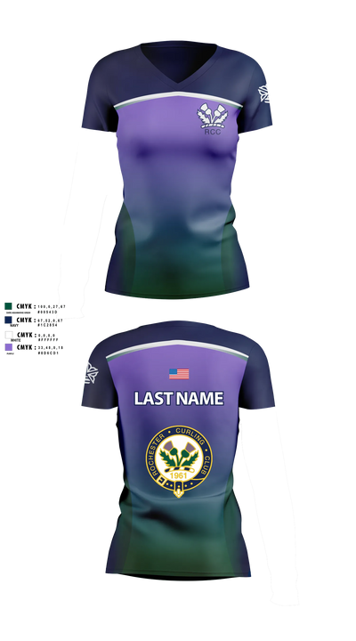 Rochester Curling Club Women's Short Sleeve V-neck Shirt - 105