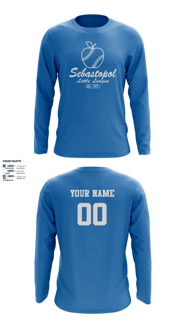 Long Sleeve Performance Shirt, Sebastopol Little League, Baseball, Teamtime, Team time, sublimation, custom sports apparel, team uniforms, spirit wear, spiritwear, sports uniforms, custom shirts, team store, custom team store, fundraiser sports, apparel fundraiser