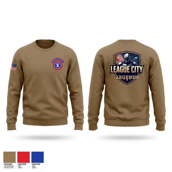 Crew Neck Sweatshirt, LEAGUE CITY RECRUITING, Army, Teamtime, Team time, sublimation, custom sports apparel, team uniforms, spirit wear, spiritwear, sports uniforms, custom shirts, team store, custom team store, fundraiser sports, apparel fundraiser