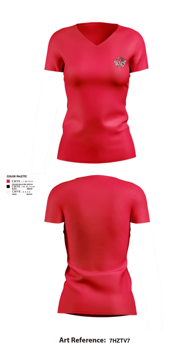 Red Springs Red Devils 1558638 Women's Short Sleeve V-neck Shirt - 6