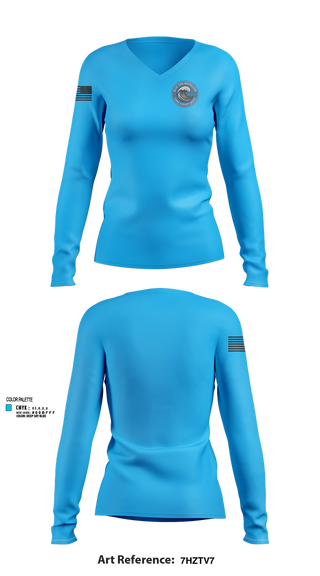 Womens Long Sleeve Vneck Shirt, Blue Tide Battalion, , Teamtime, Team time, sublimation, custom sports apparel, team uniforms, spirit wear, spiritwear, sports uniforms, custom shirts, team store, custom team store, fundraiser sports, apparel fundraiser