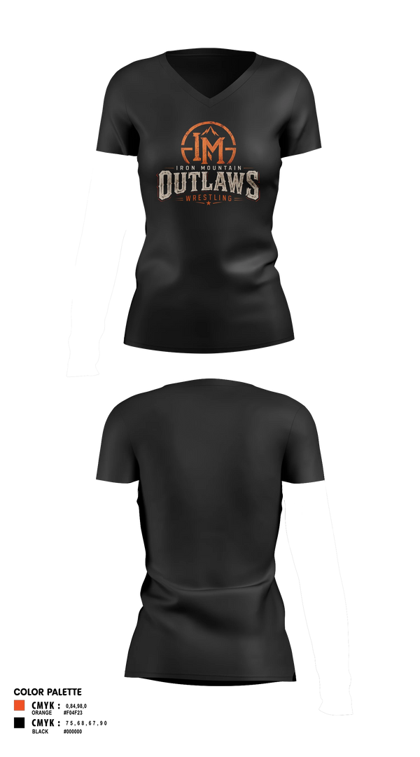 Iron mountain outlaws 97351578 Women's Short Sleeve V-neck Shirt - 102