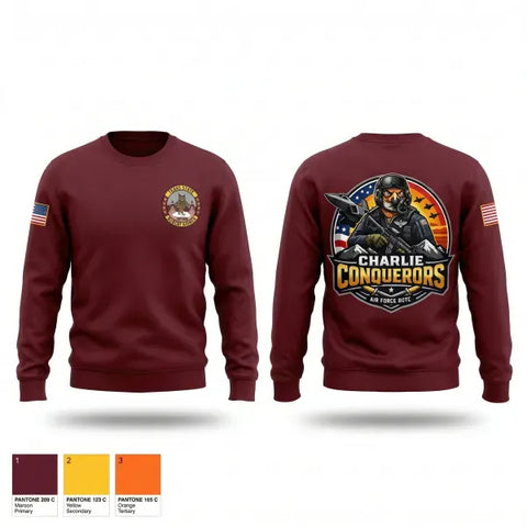 Crew Neck Sweatshirt, Charlie conquerors, Air Force, Teamtime, Team time, sublimation, custom sports apparel, team uniforms, spirit wear, spiritwear, sports uniforms, custom shirts, team store, custom team store, fundraiser sports, apparel fundraiser