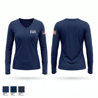 Womens Long Sleeve Vneck Shirt, Westmoreland  EMS, EMS/EMT, Teamtime, Team time, sublimation, custom sports apparel, team uniforms, spirit wear, spiritwear, sports uniforms, custom shirts, team store, custom team store, fundraiser sports, apparel fundraiser