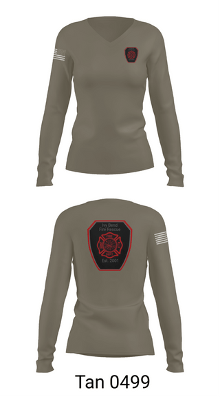 Womens Long Sleeve Vneck Shirt, Ivy Bend Fire and Rescue, Fire Department, Teamtime, Team time, sublimation, custom sports apparel, team uniforms, spirit wear, spiritwear, sports uniforms, custom shirts, team store, custom team store, fundraiser sports, apparel fundraiser