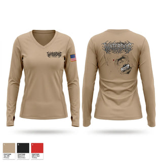 Womens Long Sleeve Vneck Shirt, Bwst7 tac 26, Marines, Teamtime, Team time, sublimation, custom sports apparel, team uniforms, spirit wear, spiritwear, sports uniforms, custom shirts, team store, custom team store, fundraiser sports, apparel fundraiser