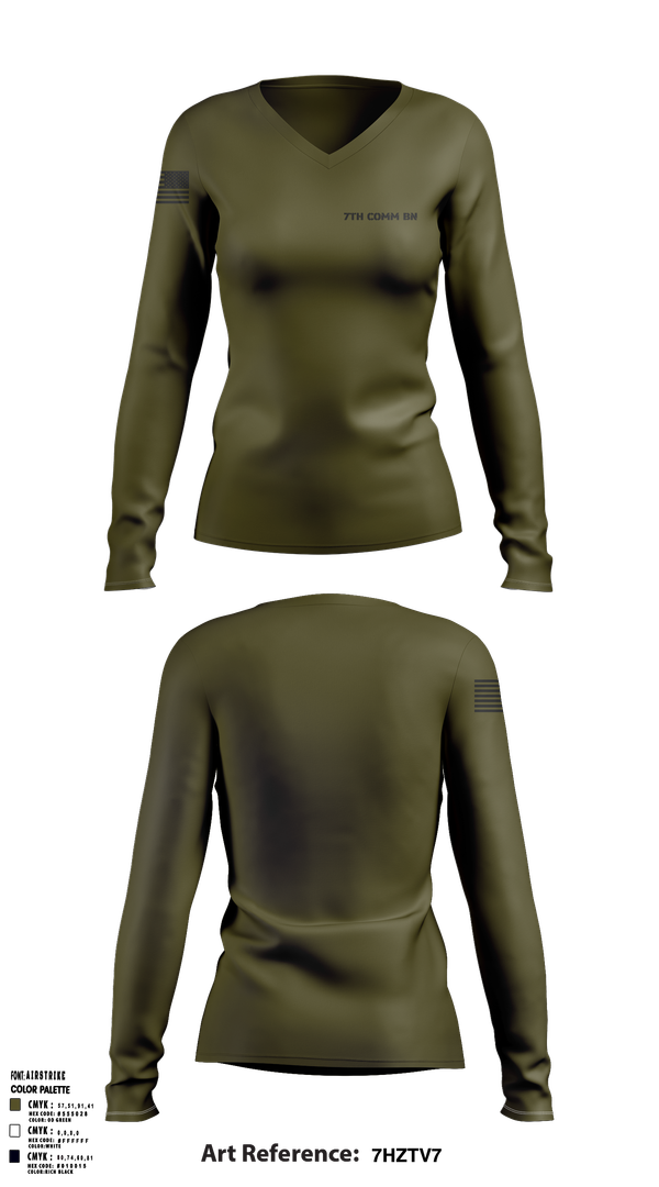 Womens Long Sleeve Vneck Shirt, 7th COMM BN, , Teamtime, Team time, sublimation, custom sports apparel, team uniforms, spirit wear, spiritwear, sports uniforms, custom shirts, team store, custom team store, fundraiser sports, apparel fundraiser