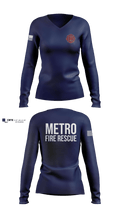 Metro Fire Rescue 12557495 Women's Long Sleeve V-neck Shirt - 100