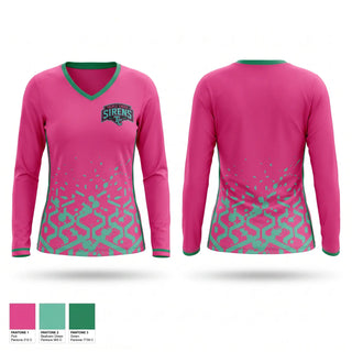 Womens Long Sleeve Vneck Shirt, Triple Creek Sirens, Softball, Teamtime, Team time, sublimation, custom sports apparel, team uniforms, spirit wear, spiritwear, sports uniforms, custom shirts, team store, custom team store, fundraiser sports, apparel fundraiser