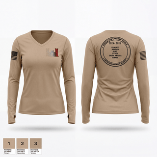 Womens Long Sleeve Vneck Shirt, 452ND FEST-A, Army, Teamtime, Team time, sublimation, custom sports apparel, team uniforms, spirit wear, spiritwear, sports uniforms, custom shirts, team store, custom team store, fundraiser sports, apparel fundraiser