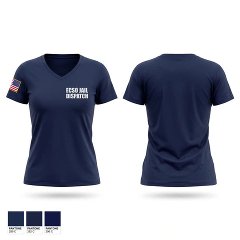 Womens Short Sleeve Vneck Shirt, ECSO JAIL/DISPATCH, Police, Teamtime, Team time, sublimation, custom sports apparel, team uniforms, spirit wear, spiritwear, sports uniforms, custom shirts, team store, custom team store, fundraiser sports, apparel fundraiser