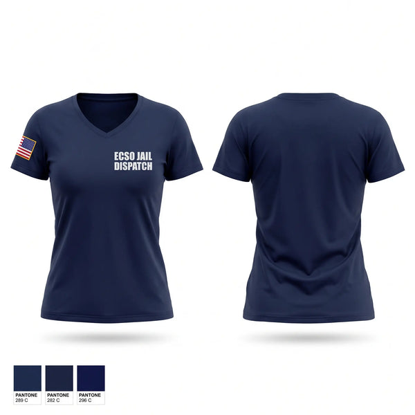 Womens Short Sleeve Vneck Shirt, ECSO JAIL/DISPATCH, Police, Teamtime, Team time, sublimation, custom sports apparel, team uniforms, spirit wear, spiritwear, sports uniforms, custom shirts, team store, custom team store, fundraiser sports, apparel fundraiser