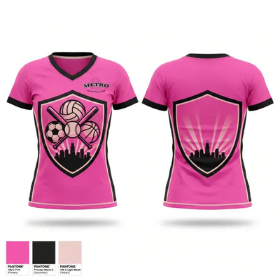 Metro Sports Center Volleyball 19908198 Women's Short Sleeve V-neck Shirt - 1