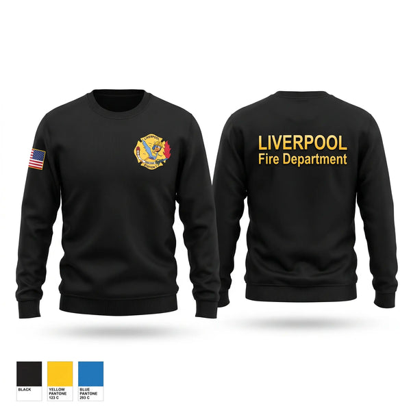 Crew Neck Sweatshirt, LIVERPOOL, Fire Department, Teamtime, Team time, sublimation, custom sports apparel, team uniforms, spirit wear, spiritwear, sports uniforms, custom shirts, team store, custom team store, fundraiser sports, apparel fundraiser