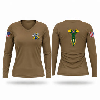 Womens Long Sleeve Vneck Shirt, 357th Spicy Company, Army, Teamtime, Team time, sublimation, custom sports apparel, team uniforms, spirit wear, spiritwear, sports uniforms, custom shirts, team store, custom team store, fundraiser sports, apparel fundraiser