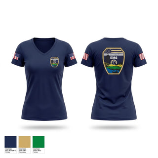 Womens Short Sleeve Vneck Shirt, RC EMS, EMS/EMT, Teamtime, Team time, sublimation, custom sports apparel, team uniforms, spirit wear, spiritwear, sports uniforms, custom shirts, team store, custom team store, fundraiser sports, apparel fundraiser