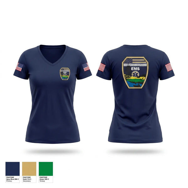 Womens Short Sleeve Vneck Shirt, RC EMS, EMS/EMT, Teamtime, Team time, sublimation, custom sports apparel, team uniforms, spirit wear, spiritwear, sports uniforms, custom shirts, team store, custom team store, fundraiser sports, apparel fundraiser