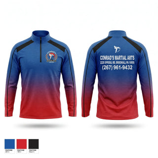 Quarter Zip Jacket, Conrad’s Martial Arts Center, Spirit Store, Teamtime, Team time, sublimation, custom sports apparel, team uniforms, spirit wear, spiritwear, sports uniforms, custom shirts, team store, custom team store, fundraiser sports, apparel fundraiser
