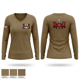 Womens Long Sleeve Vneck Shirt, Alpha Company 227th BEB, National Guard, Teamtime, Team time, sublimation, custom sports apparel, team uniforms, spirit wear, spiritwear, sports uniforms, custom shirts, team store, custom team store, fundraiser sports, apparel fundraiser