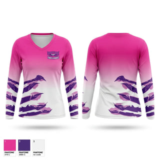 Womens Long Sleeve Vneck Shirt, Carolina Track Hawks, Track & Field, Teamtime, Team time, sublimation, custom sports apparel, team uniforms, spirit wear, spiritwear, sports uniforms, custom shirts, team store, custom team store, fundraiser sports, apparel fundraiser
