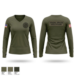 Womens Long Sleeve Vneck Shirt, Federal bureau of prions, Police, Teamtime, Team time, sublimation, custom sports apparel, team uniforms, spirit wear, spiritwear, sports uniforms, custom shirts, team store, custom team store, fundraiser sports, apparel fundraiser