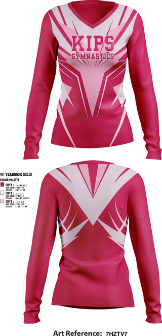 Womens Long Sleeve Vneck Shirt, Kips gymnastics, Spirit Store, Teamtime, Team time, sublimation, custom sports apparel, team uniforms, spirit wear, spiritwear, sports uniforms, custom shirts, team store, custom team store, fundraiser sports, apparel fundraiser