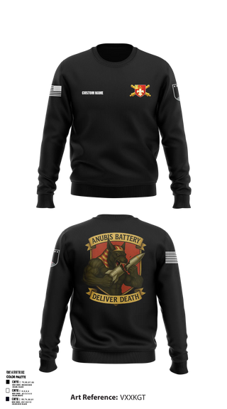 Crew Neck Sweatshirt, Anubis Battery, 3-12 FA, Army, Teamtime, Team time, sublimation, custom sports apparel, team uniforms, spirit wear, spiritwear, sports uniforms, custom shirts, team store, custom team store, fundraiser sports, apparel fundraiser