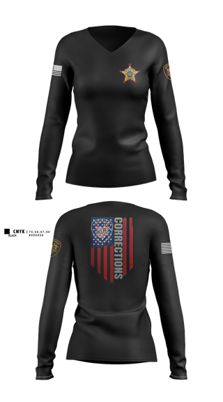 Womens Long Sleeve Vneck Shirt, Ottawa County Sheriff’s Office, Police, Teamtime, Team time, sublimation, custom sports apparel, team uniforms, spirit wear, spiritwear, sports uniforms, custom shirts, team store, custom team store, fundraiser sports, apparel fundraiser