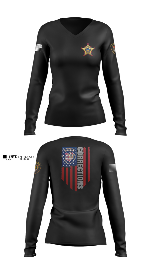 Womens Long Sleeve Vneck Shirt, Ottawa County Sheriff’s Office, Police, Teamtime, Team time, sublimation, custom sports apparel, team uniforms, spirit wear, spiritwear, sports uniforms, custom shirts, team store, custom team store, fundraiser sports, apparel fundraiser