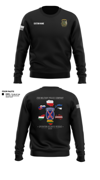 Crew Neck Sweatshirt, 23D Military Police Company Deployment 2026, Army, Teamtime, Team time, sublimation, custom sports apparel, team uniforms, spirit wear, spiritwear, sports uniforms, custom shirts, team store, custom team store, fundraiser sports, apparel fundraiser