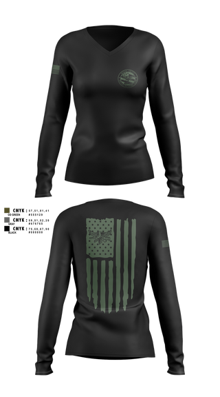 Womens Long Sleeve Vneck Shirt, PCSO Black Knights, , Teamtime, Team time, sublimation, custom sports apparel, team uniforms, spirit wear, spiritwear, sports uniforms, custom shirts, team store, custom team store, fundraiser sports, apparel fundraiser