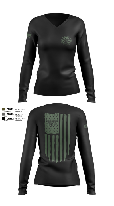 PCSO Black Knights 43803915 Women's Long Sleeve V-neck Shirt - 3